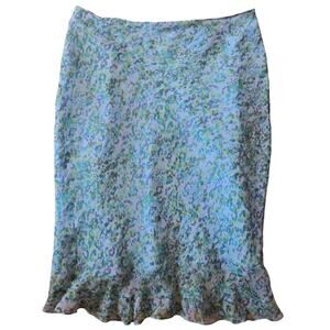 ICE Women Vintage Y2K 100% Silk Sheer Floral Midi Skirt 12 Fairy Cottage Pastels